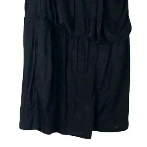 BCBGENERATION Women's Black Rayon/Spandex Cowl Neck Drawstring Shorts Romper - Picture 3 of 8